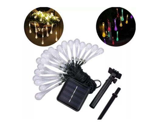 Luces Navidad Solar Guirnalda 200 Led Multicolor Gota 22 Mts