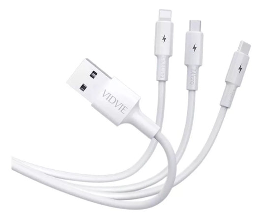 Cable Triple Carga Rápida Micro Usb Tipo C Lightning 3 En 1