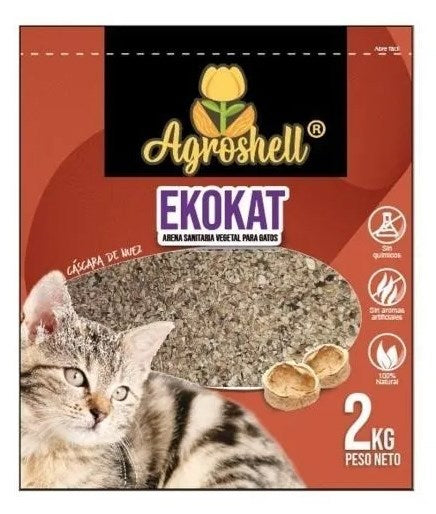 Arena Sanitaria De Gatos 100% Vegetal Ecológica 2 Kg Eko Kat