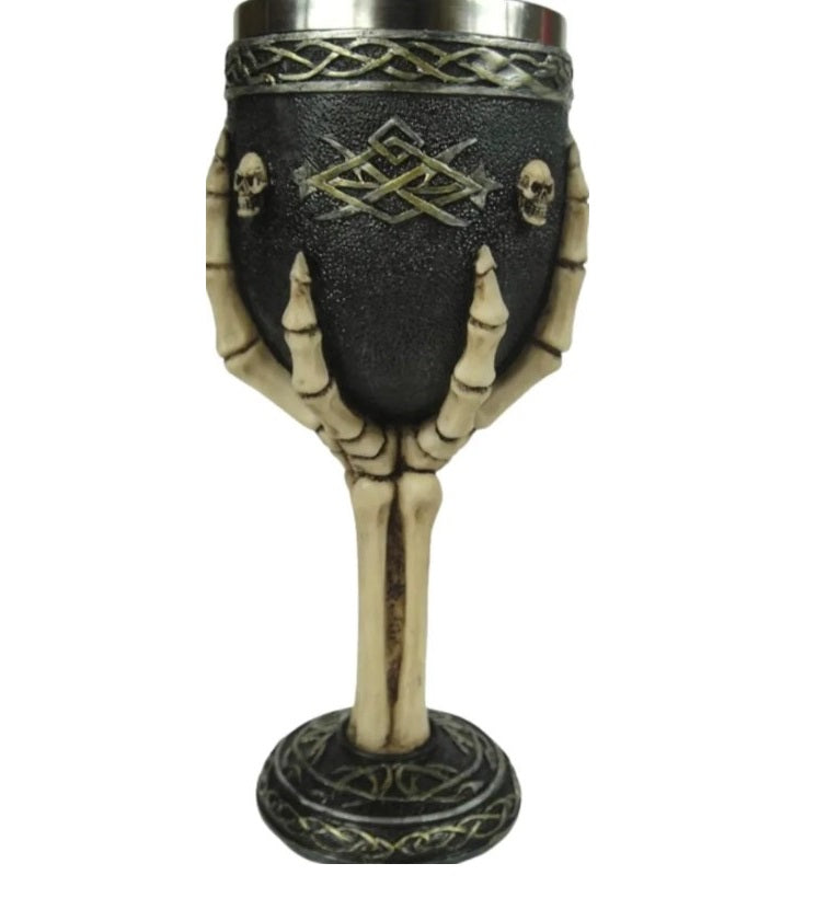 Copa Cáliz Mano Esqueleto Calavera Medieval Acero Inoxidable