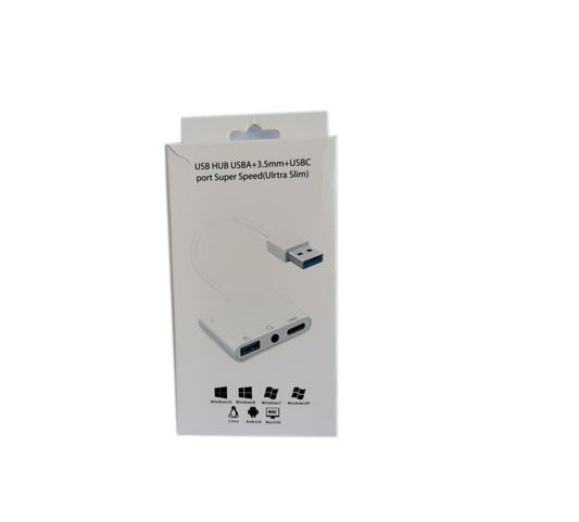 Adaptador Hub 3 En 1 Usb A Usb-c Auxiliar 3.5mm Usb3.0