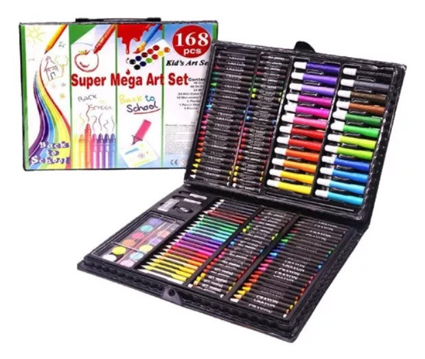 Set Maleta Arte 168 Piezas Lápices Pintura Colorear Dibujar